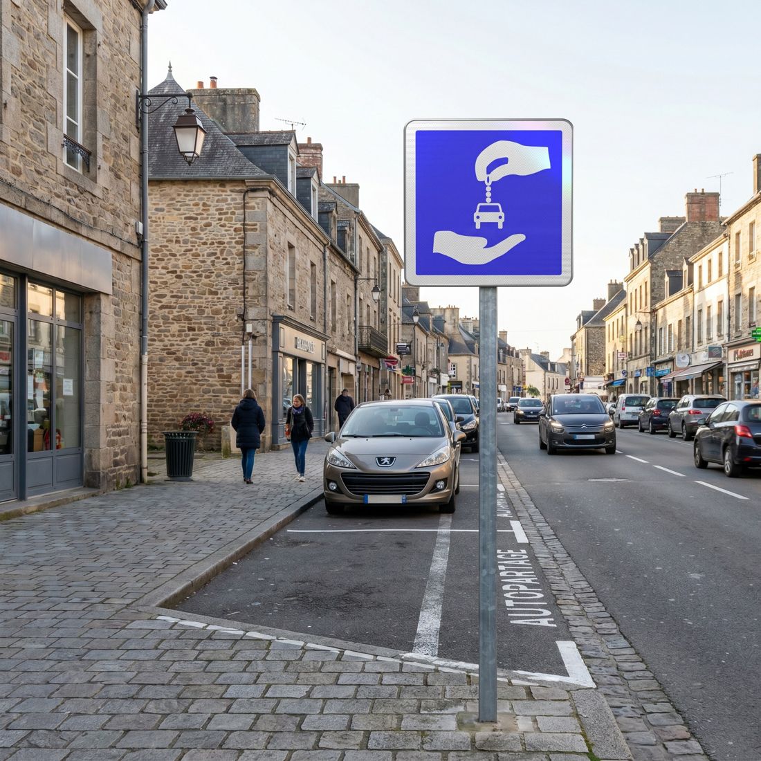 Panneau C9 — Station d'autopartage — mise en situation sur voirie