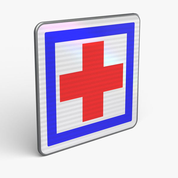Panneau CE1 — Poste de secours — vue 3/4 face