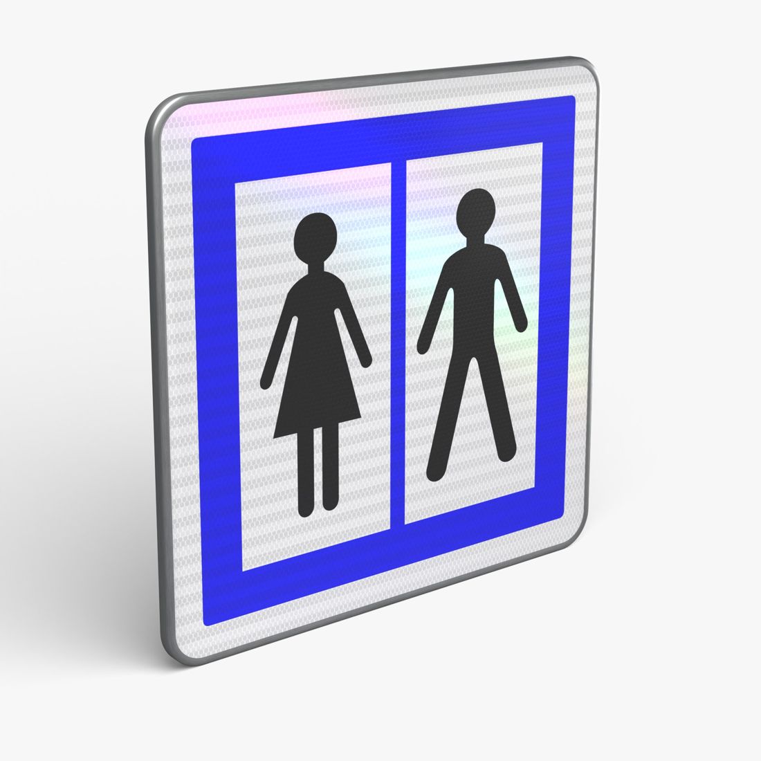 Panneau CE12 — Toilettes ouvertes au public — vue 3/4 face