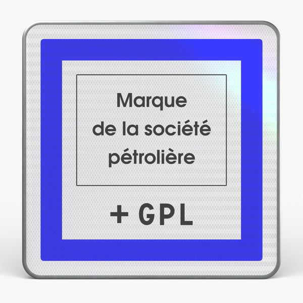 Panneau CE15F — Poste de distribution de carburant et de GPL (marque) — vue de face