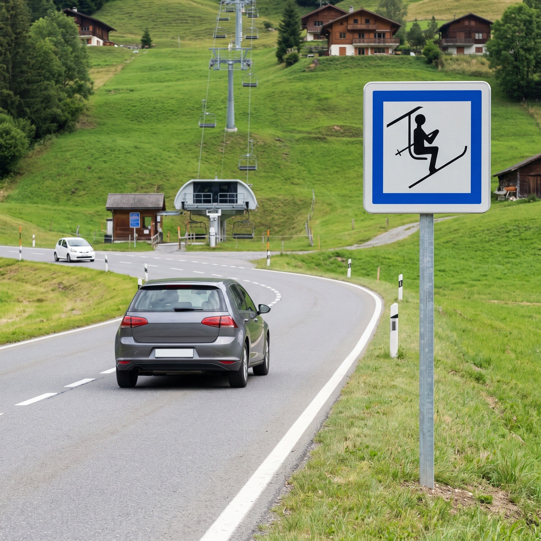 Panneau routier départ de télésiège ou de téléski CE20b Image secondaire du produit