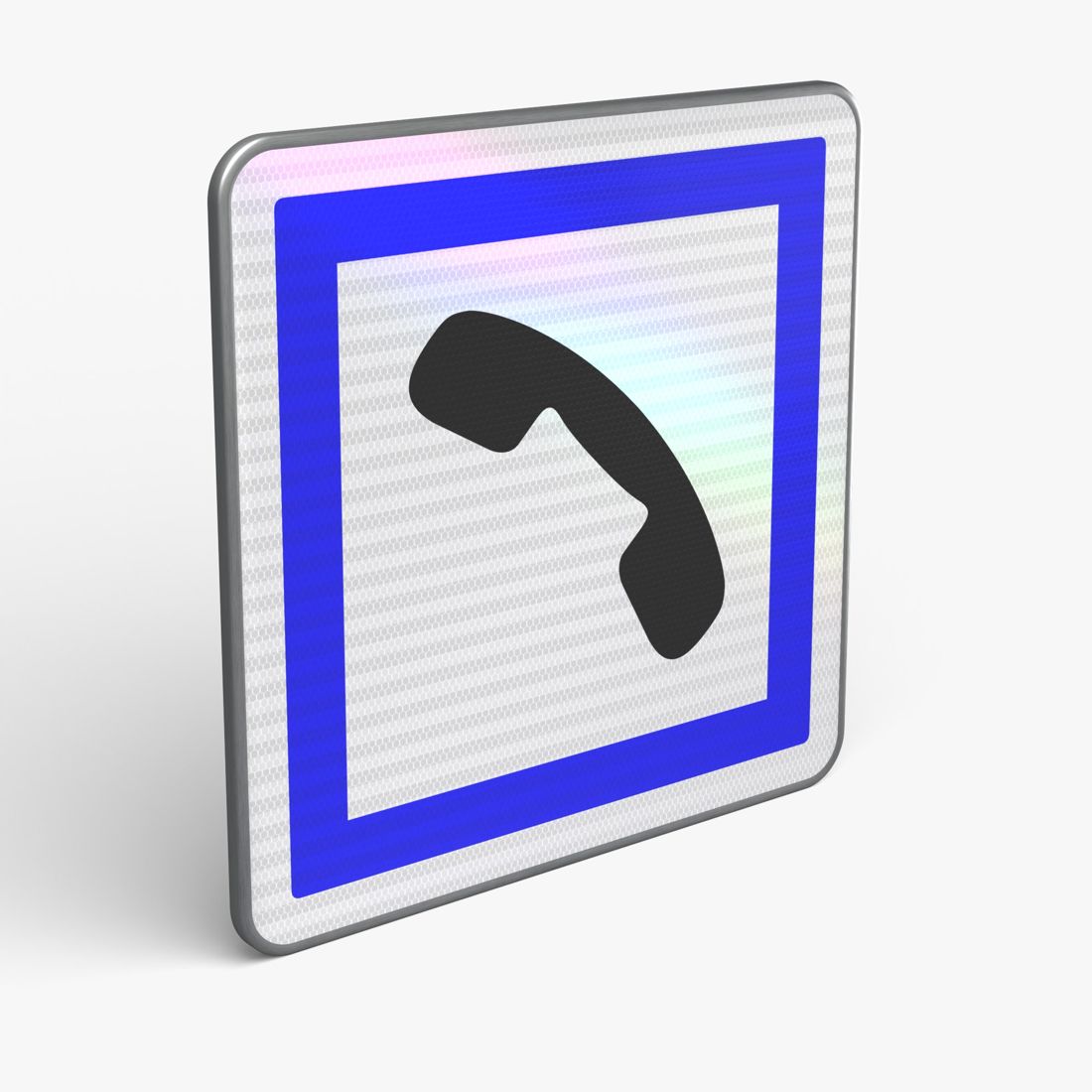 Panneau CE2B — Cabine téléphonique publique — vue 3/4 face