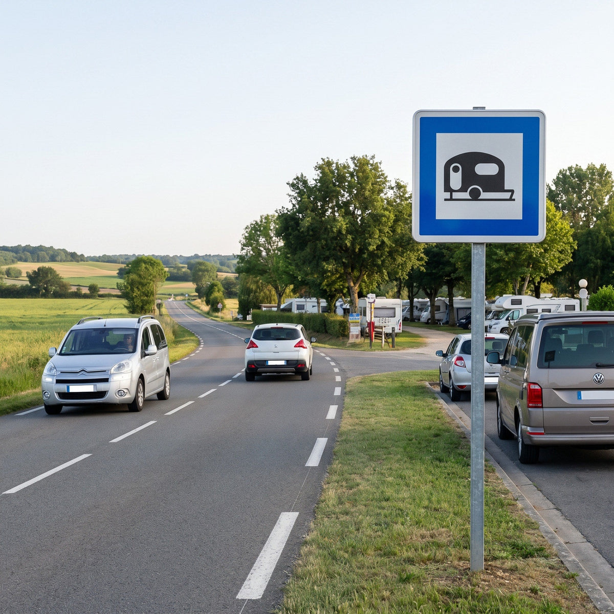 Panneau CE4B — Terrain de camping pour caravanes et camping-cars — mise en situation