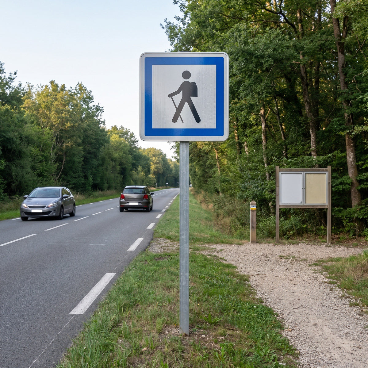 Panneau CE6A — Point de départ d'un itinéraire pédestre — mise en situation