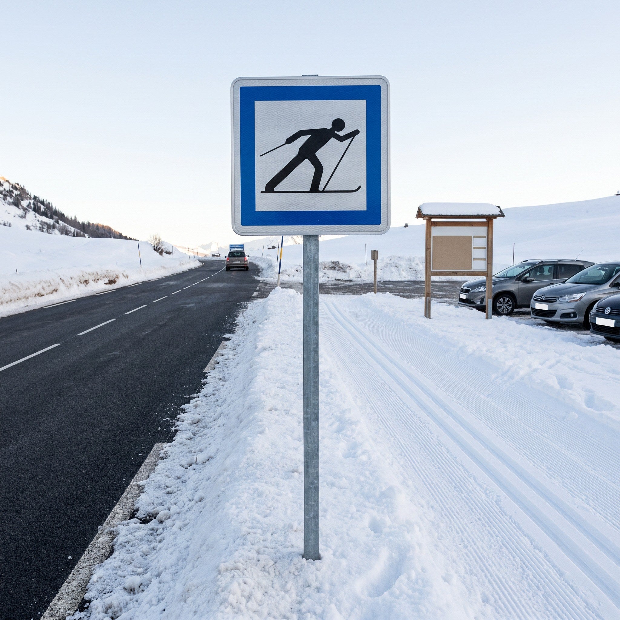Panneau routier point de départ d'un itinéraire de ski de fond CE6b Image secondaire du produit