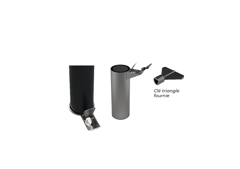 Kit d'amovibilité pour potelet galvanisé : fourreau à sceller, verrou et clé triangle fournie Image principale du produit