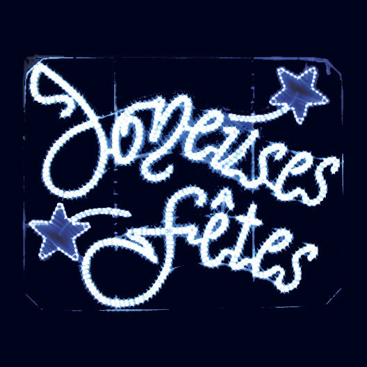 Joyeuses fêtes dansant, texte lumineux de traversée (Lumifête)