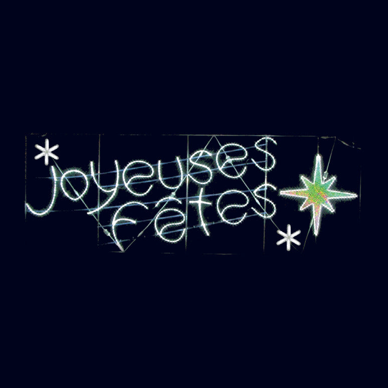 Joyeuses fêtes éclat irisant, texte lumineux de traversée (Lumifête) Image principale du produit