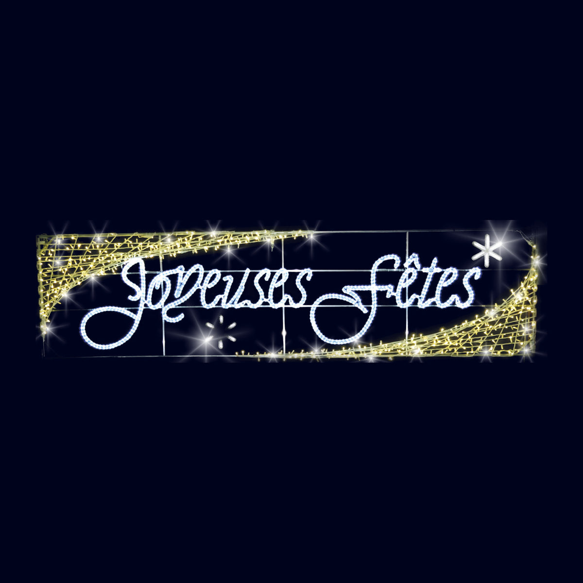 Joyeuses fêtes voile, texte lumineux de traversée (Lumifête) Image principale du produit