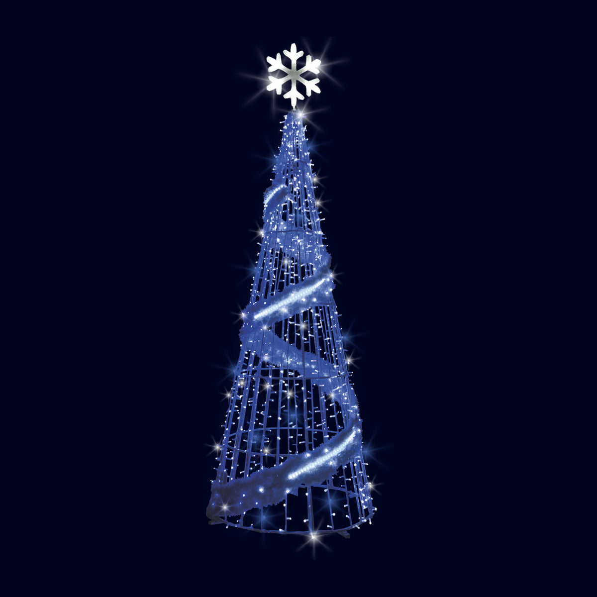 Cône spirale bleu, décor lumineux 3D à poser (Lumifête)
