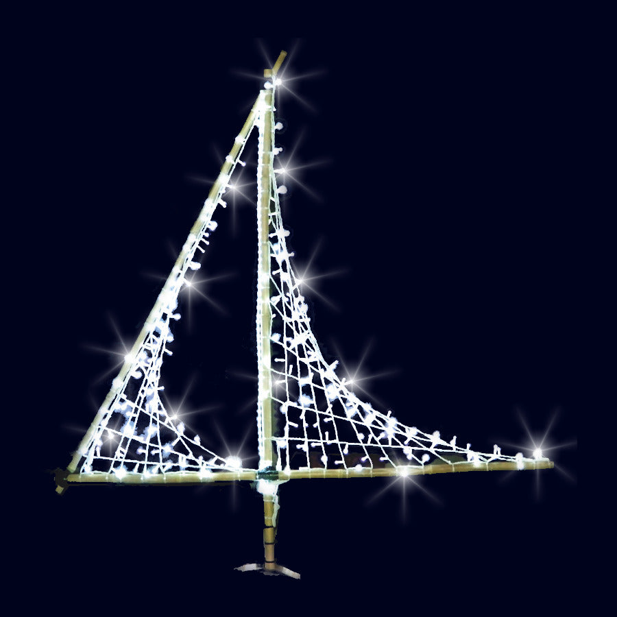 Voilier bambou, décor lumineux pour candélabre (Lumifête)