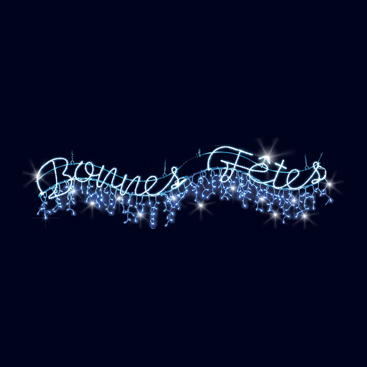 Bonnes fêtes vagues, texte lumineux de traversée (Lumifête) Image principale du produit