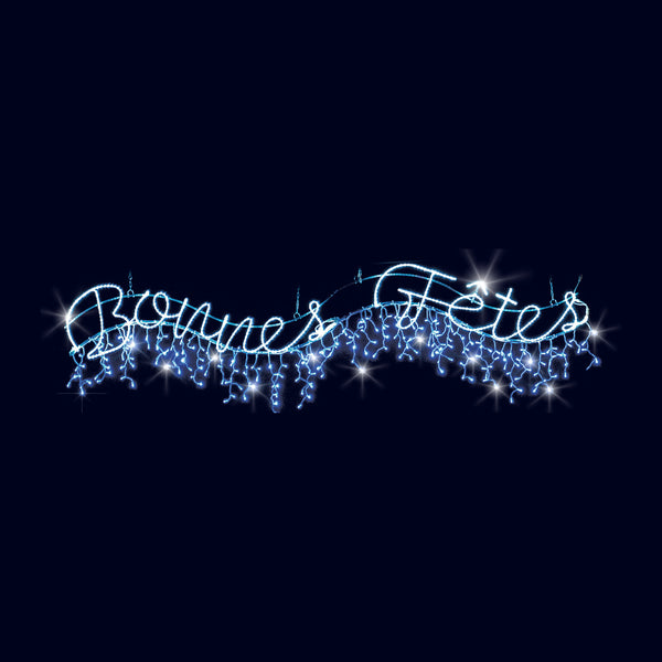 Bonnes fêtes vagues, texte lumineux de traversée (Lumifête)