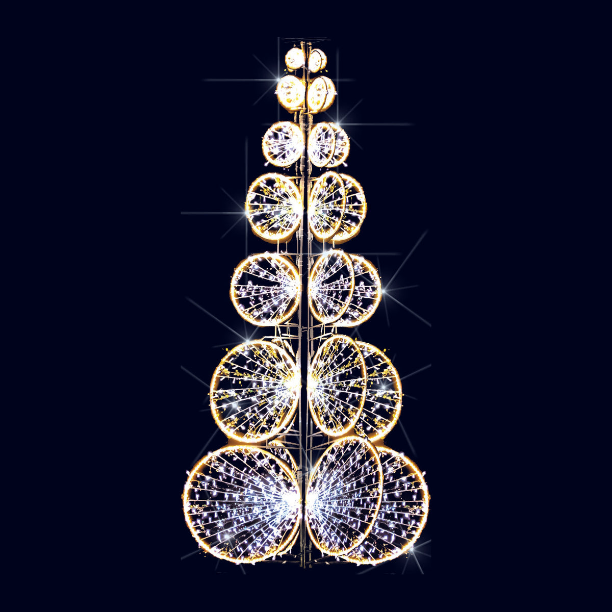 Pyramide de cercles, décor lumineux 3D à poser (Lumifête) Image principale du produit
