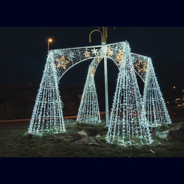 Arche gloriette 3D en situation, à la tombée de la nuit