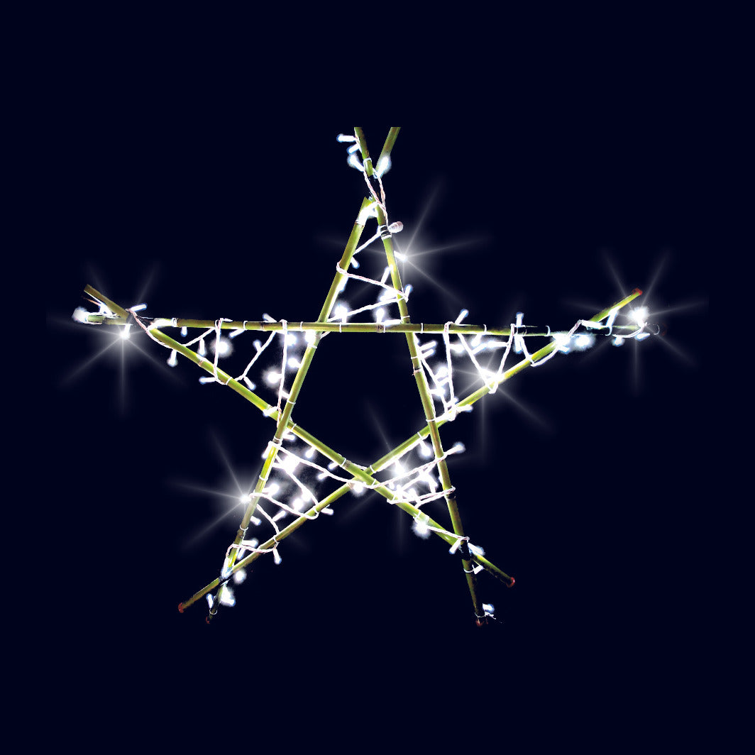 Étoile bambou, décor lumineux pour candélabre (Lumifête)