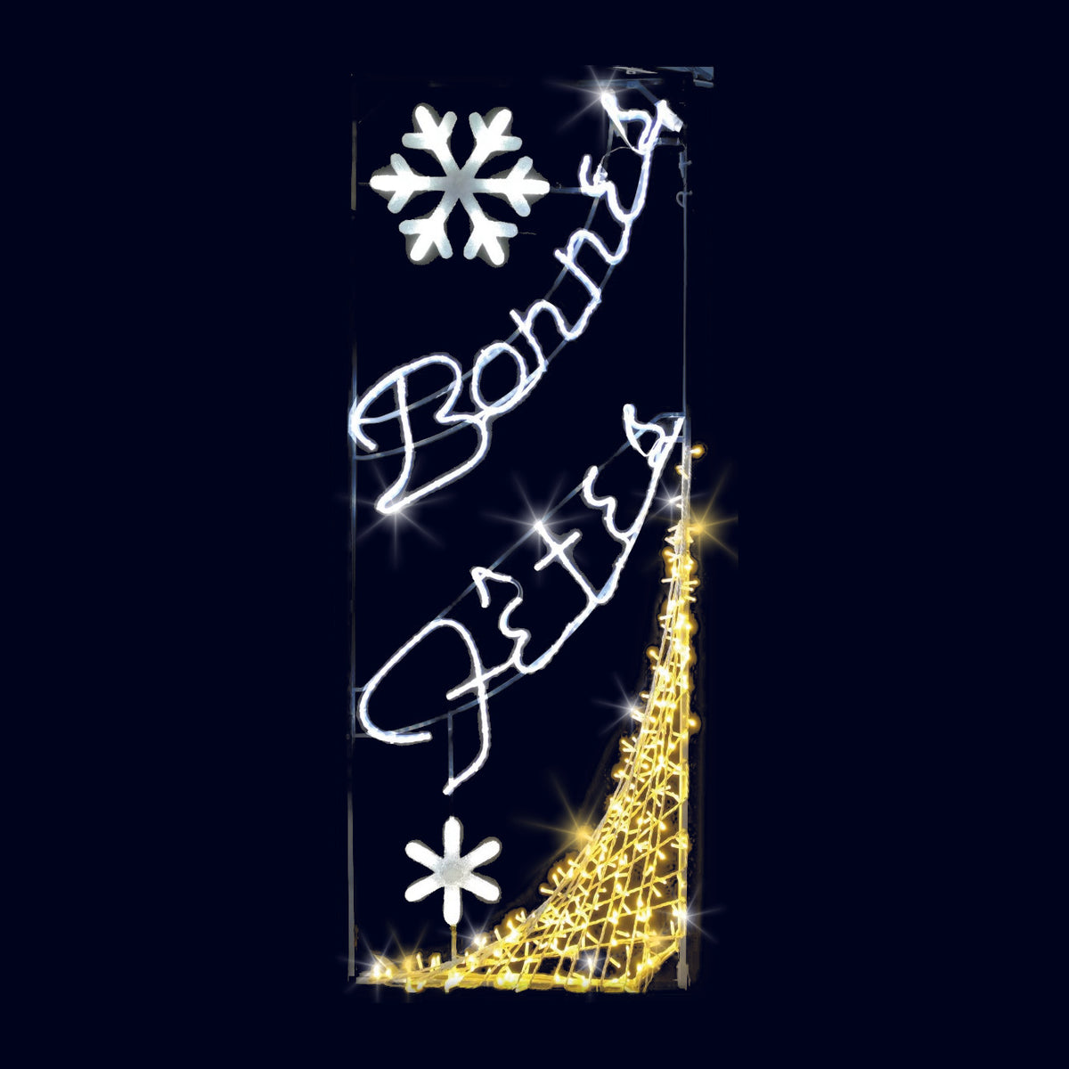 Bonnes fêtes poteau, décor lumineux pour candélabre (Lumifête)