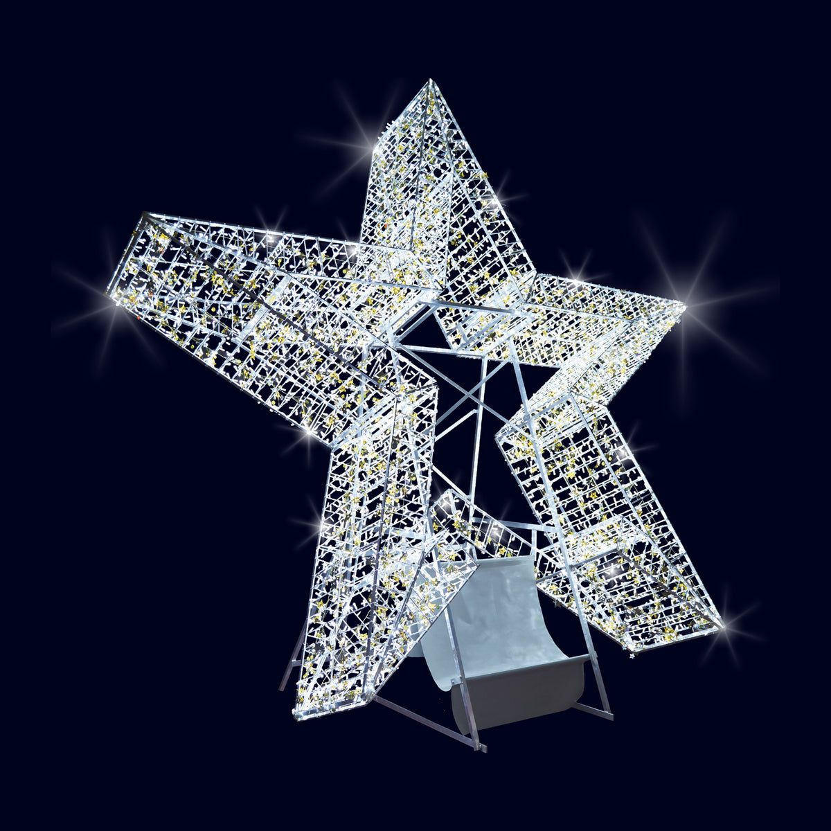 Étoile inclinée, décor lumineux 3D à poser (Lumifête)