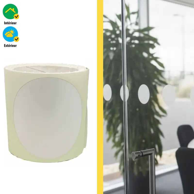 Motifs ronds dépolis posés sur une porte vitrée Image principale du produit