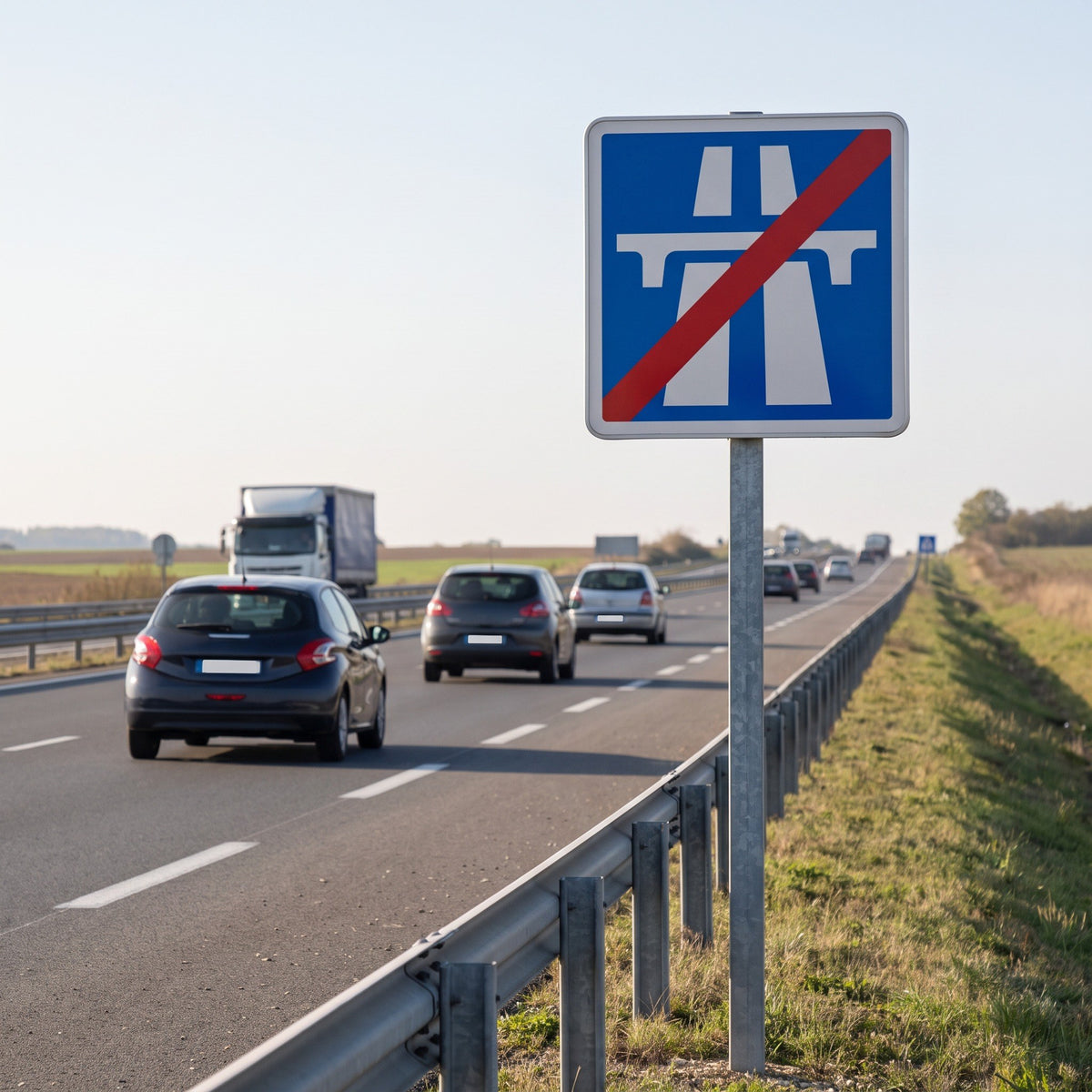 Panneau C208 — Fin d'autoroute — mise en situation