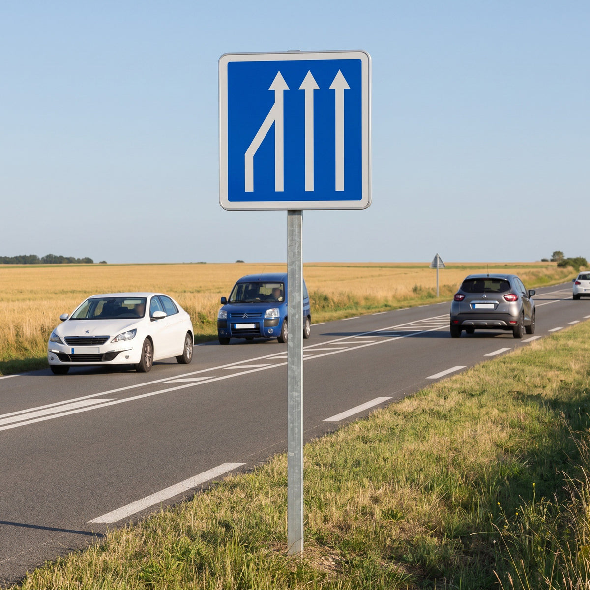 Panneau routier créneau de dépassement (exemple 3) C28-ex3 — mise en situation