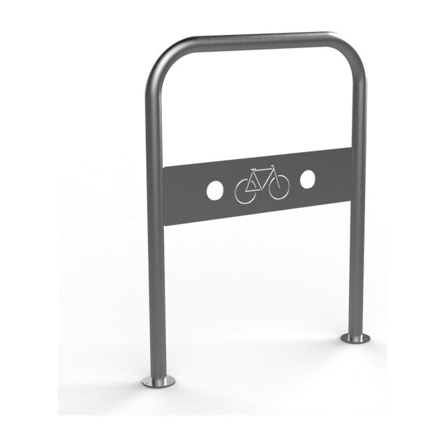Arceau vélo inox Andria avec plaque et pictogramme vélo gravé