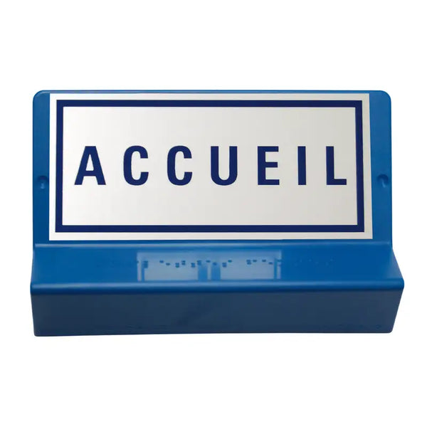 Plaque braille Accueil sur support à 90°