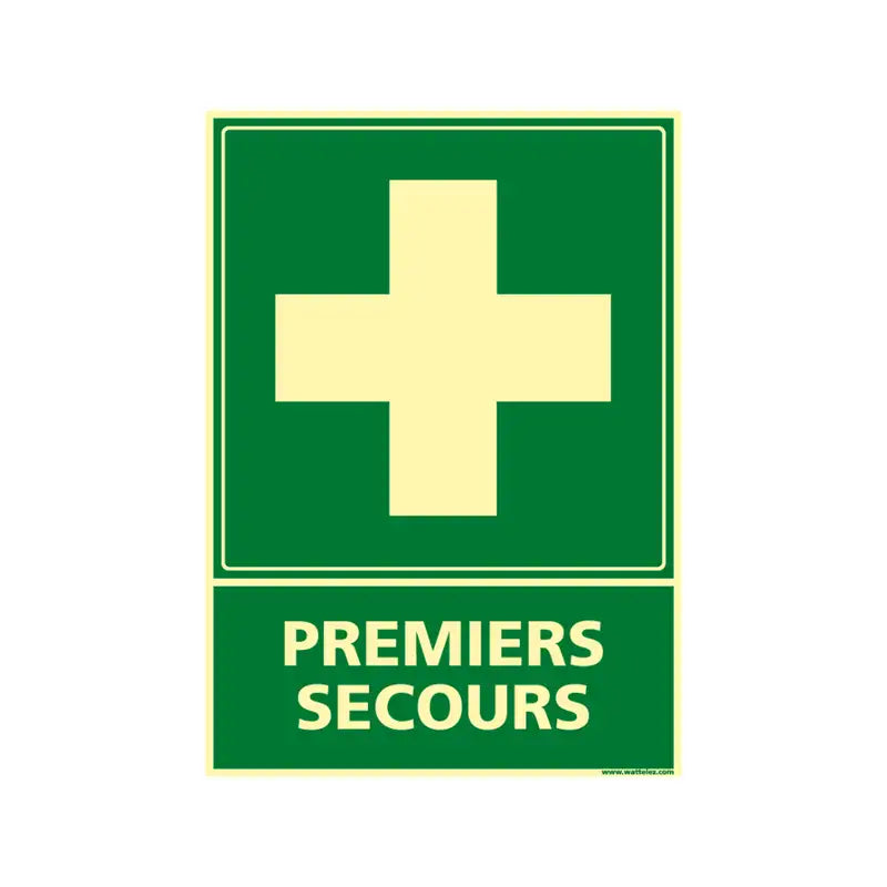 Plaque photoluminescente Premiers secours, 210 × 150 mm