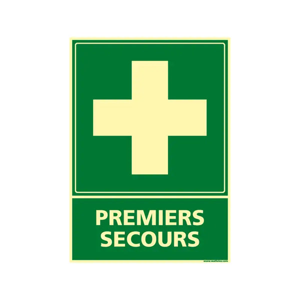 Plaque photoluminescente Premiers secours, 210 × 150 mm