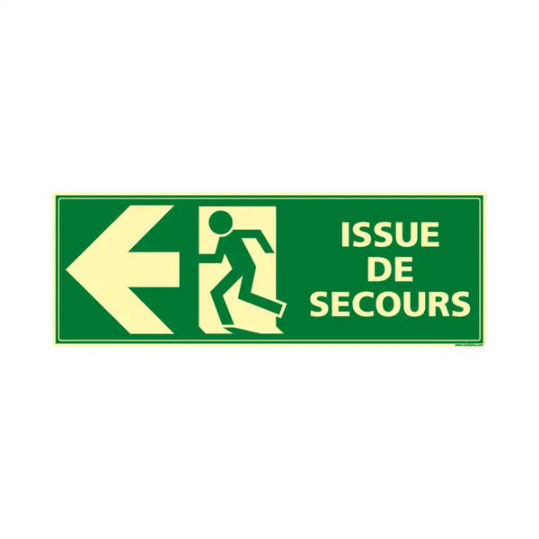Plaque photoluminescente Issue de secours vers la gauche, 210 × 75 mm