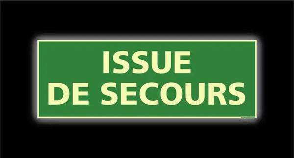 Plaque photoluminescente Issue de secours, 210 × 75 mm