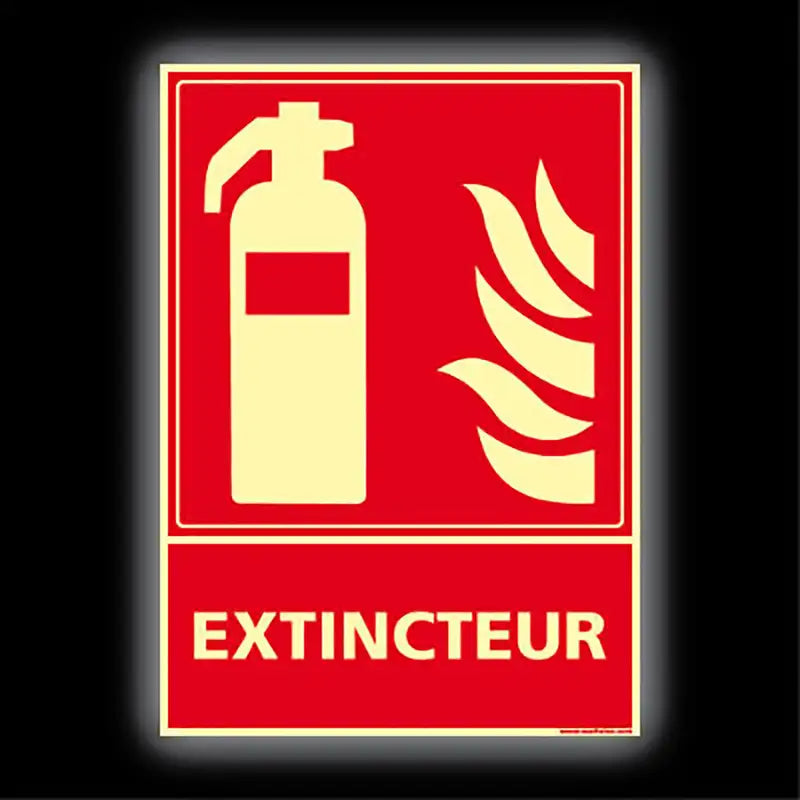 Plaque photoluminescente Extincteur, de jour et dans le noir