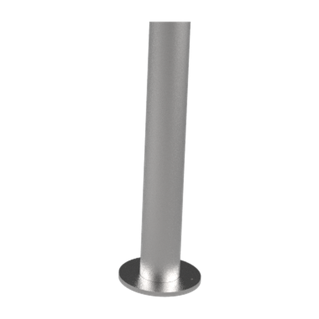 Platine inox au pied d'un arceau vélo