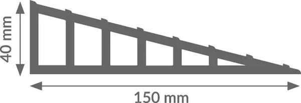 Schéma coté de la rampe de seuil 40 mm, largeur 150 mm