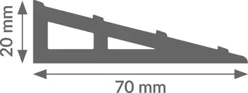 Schéma coté de la rampe de seuil 20 mm, largeur 70 mm