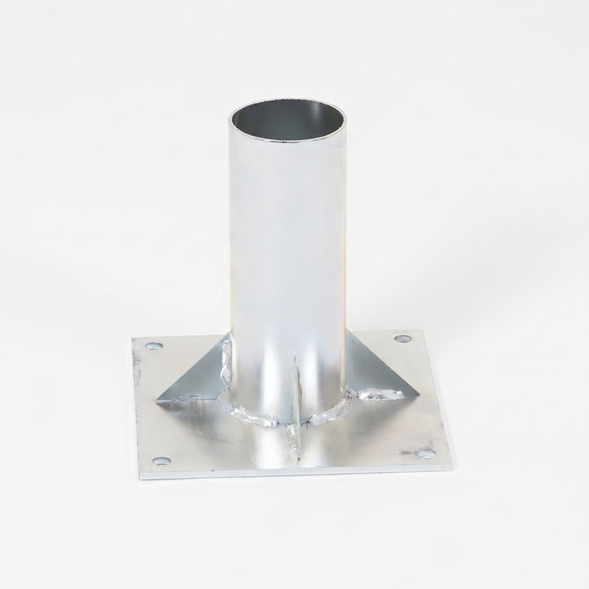 Mât aluminium Ø60 mm sur platine carrée à boulonner — 200 cm hors sol