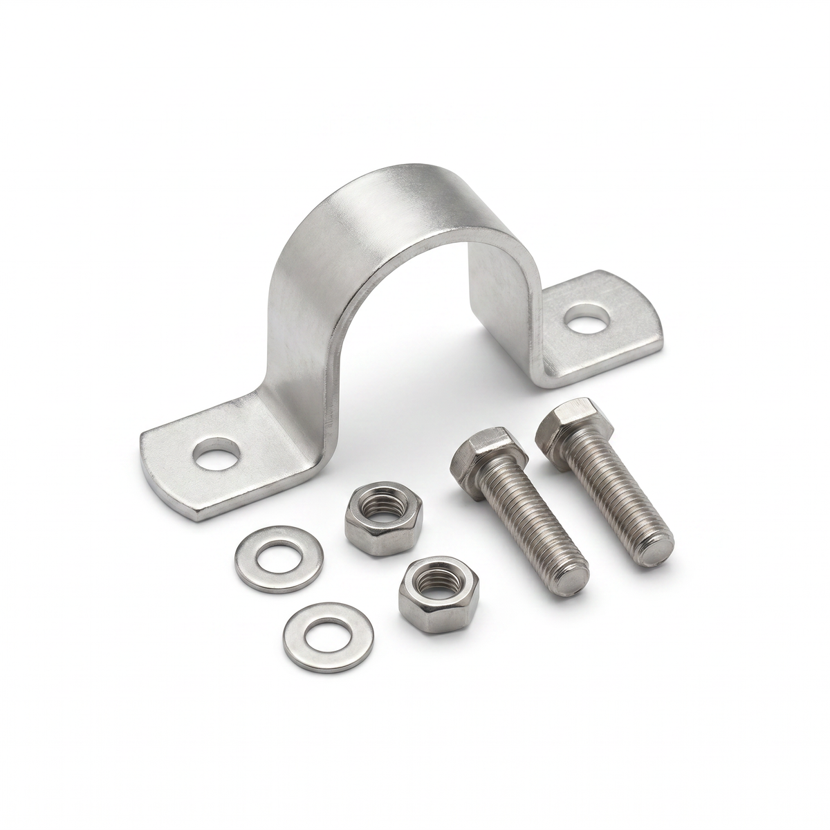 Collier de fixation aluminium forme oméga Ø60 mm avec visserie inox Image principale du produit
