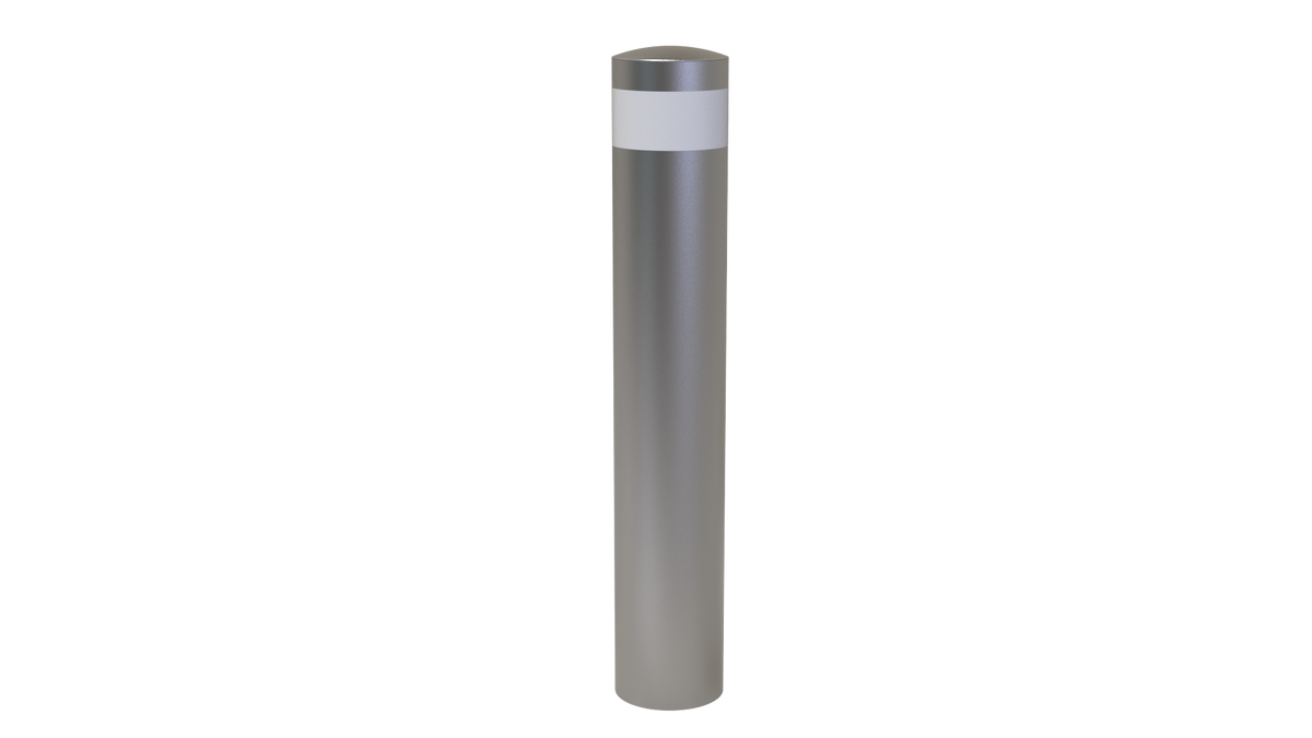 Borne inox équipée d'une bande rétroréfléchissante blanche