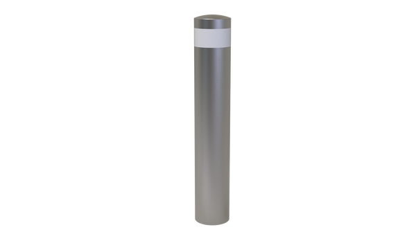 Borne inox équipée d'une bande rétroréfléchissante blanche