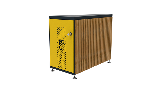 Box Moduleo avec habillage latéral bois, coloris jaune