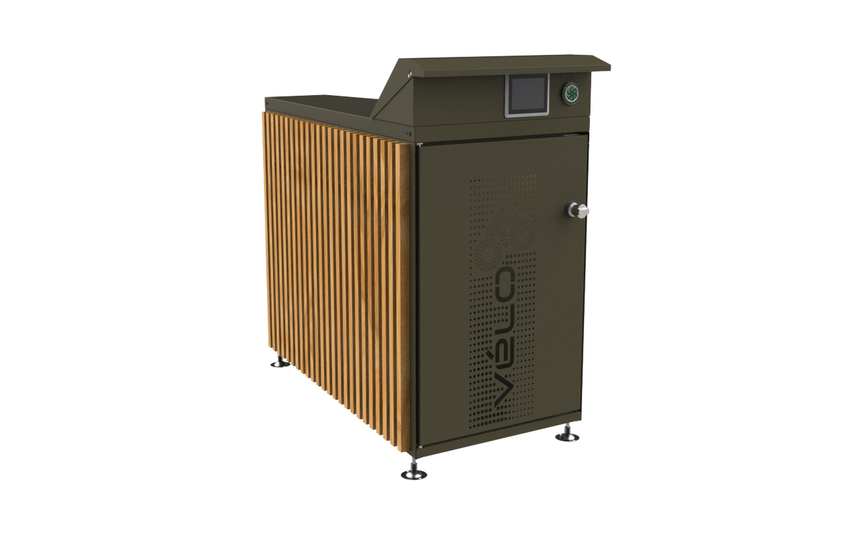 Box Moduleo avec habillage latéral bois, coloris vert militaire