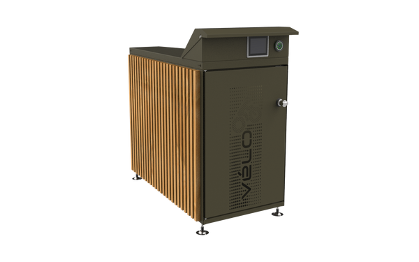Box Moduleo avec habillage latéral bois, coloris vert militaire